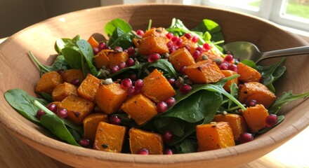 Vibrant Autumn Butternut Squash Salad with Pomegranate and Greens