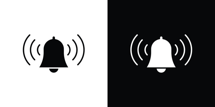 Notification bell icon line art editable stroke and solid collection for app design