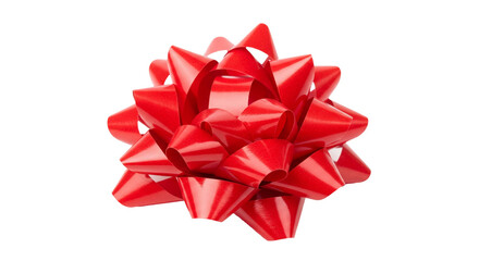 Sparkling red bow with a starburst shape, side view