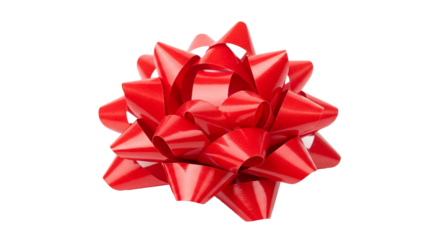 Sparkling red bow with a starburst shape, side view