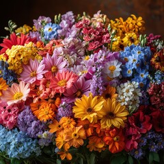 A vibrant bouquet of colorful flowers.
