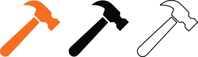 Minimalist Hammer Icon Vector Illustration Isolated on White Background