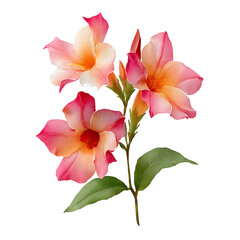 Fototapeta premium Watercolor mandevilla climbing flower, isolated on a white background, clear edges, botanical clipart style.