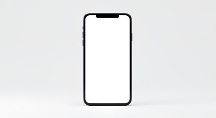 Smartphone with Blank White Screen on White Background mobile phone device mockup technology communication display digital modern