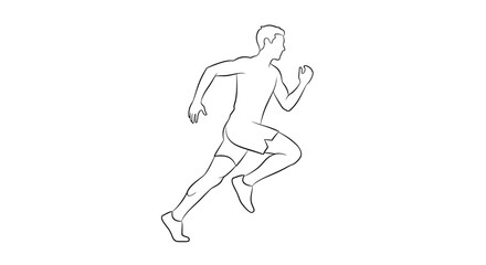 Simple line drawing of a man in active running pose illustration