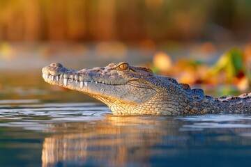 Fototapeta premium Crocodile in serene waters