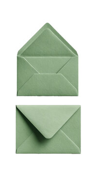 Sage green envelope A7 size mockup with open flap design stationery template display
