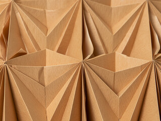 Textured brown paper origami geometric pattern image