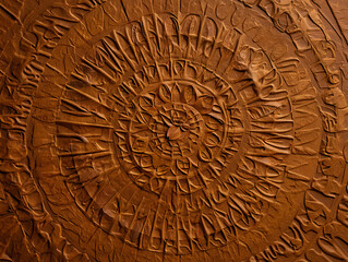 Textured brown circular relief pattern image