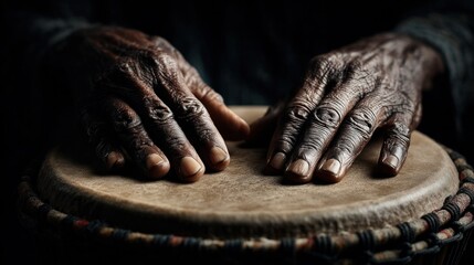 Drummer hands playing percussion rhythm music percussion instrument closeup technique	