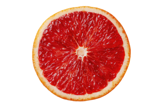 Close-up of a vibrant red grapefruit slice