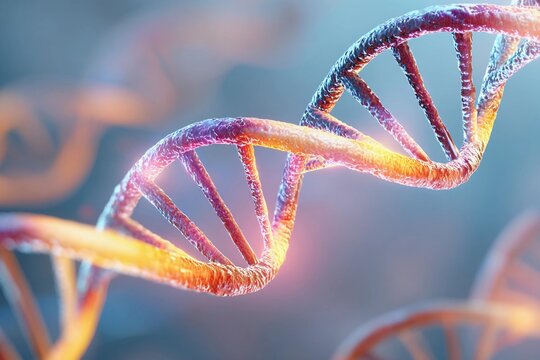 Digital illustration of gene editing showcasing DNA strands in vibrant colors Generative AI