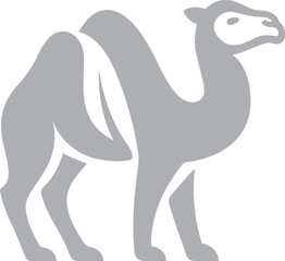 Grey camel silhouette on white background dromedary, Desert camel vector design black and white graphic