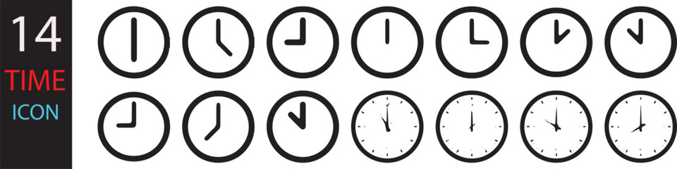 Time - minimal thin line web icon set. Outline icons  Timer, alarm, schedule, hourglass, clock, Set hourglass icons, sandglass timer, clock flat icon, time manage collection. vector illustration