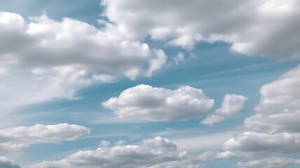 Fototapeta premium Wispy White Clouds Drift Across a Soft Blue Sky cloudscape nature