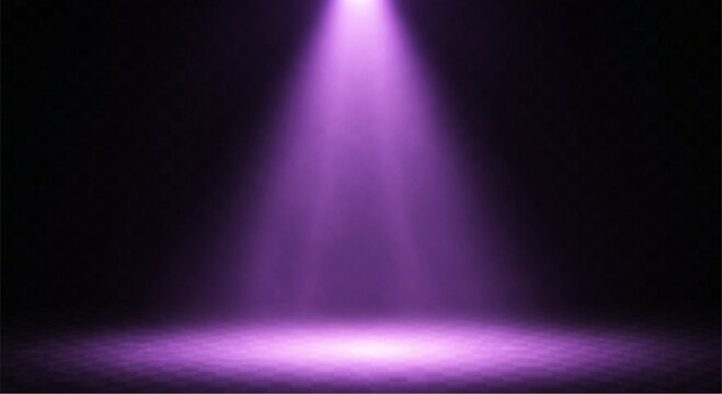 A captivating beam of radiant purple light cuts through the darkness, illuminating a central focal point with ethereal beauty and mystic. vector illustration