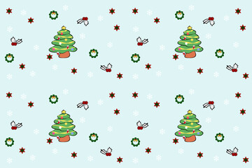 christmas seamless pattern with christmas trees, stars. Xmas wallpapers,design illustration for woven textile printing,card,picture books, Gift wrapping paper,New Year's vector of a party background