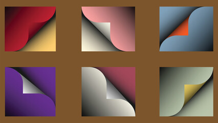Obraz premium Colorful page curl effect abstract designs with various gradient color Vector art