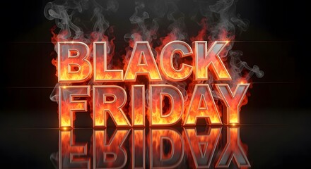 Burning black friday text effect on black background for promotion and advertising