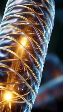 Mitochondria inner system: cellular powerhouse, glowing structure, energy matrix, organelle function, vibrant crista, microscopic element, bio unit, luminous dynamic, membrane fold, internal generator