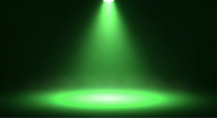 A vibrant green spotlight bathes a stage or space in a dramatic and captivating display. vector illustration