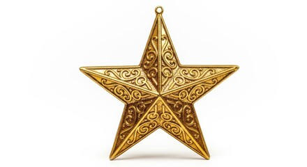 Fototapeta premium Stunning gold star ornament casting a festive glow, perfect for elegant holiday designs and seasonal celebrations with classic decorative appeal