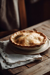 Traditional closed pie, autumn dessert, family traditions, homely values, nostalgic charm of a rustic kitchen, cozy kitchen moments, seasonal baking, family recipes, autumn food styling