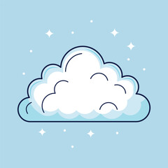 White Cloud with Stars Vector Illustration