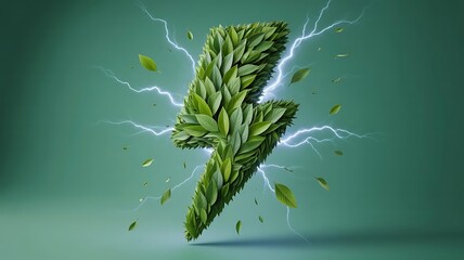 Eco Power Concept with Bright Green Lightning Bolt Icon