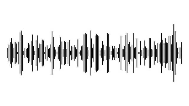 Sound wave animation isolated on white background. Audio waveform with frequency animated lines. Dynamic equalizer visual effect, Abstract sound waves,