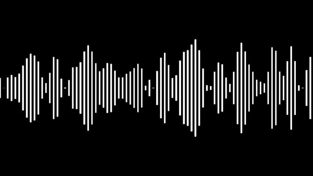 Black audio waveform spectrum animation. Alpha channel, spectrum audio animation, Wave form Audio Isolated on transparent background. abstract music sound wave or audio. 4k
