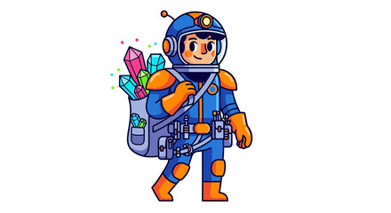 Astronaut Carrier with Gems Exploration in Space and the Pursuit of Treasure