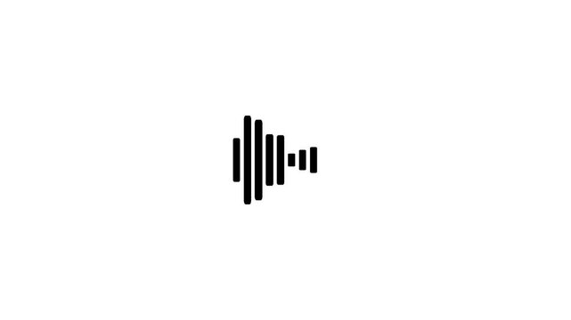 Voice message Animation. Digital interface audio Voice assistant for musical notes flying alpha channel animation, white notas music.