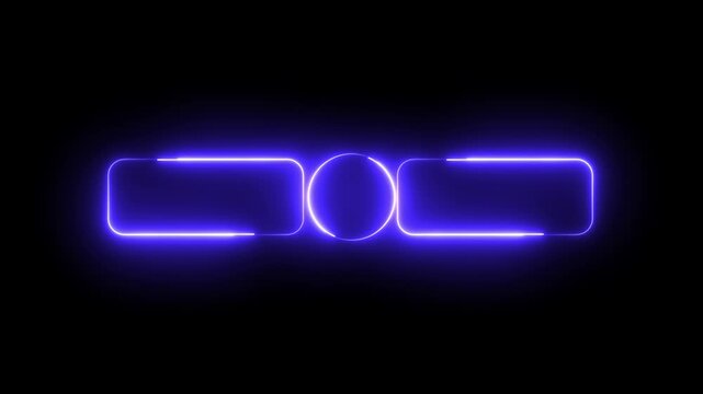   Blu and blue Neon End Screen Frame Isolated On Black Background, Seamless Loop. Animation of rectangle glowing neon frame background. animated blue neon rectangles and circle for youtube end screen.
