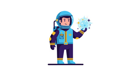 Fototapeta premium Astronaut Holding Mystical Orb In Space: A Beautiful And Vibrant Illustration