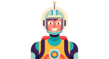 Fototapeta premium Astronaut in a Colorful Space Suit, Smiling and Ready for Galactic Adventures