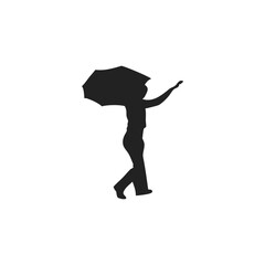 silhouette of person holding umbrella