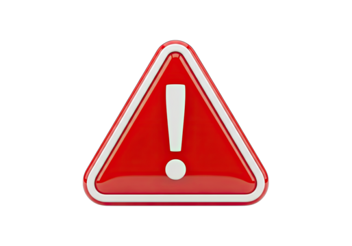 Red Triangle Warning Sign with Exclamation Point Isolated on a Black Background