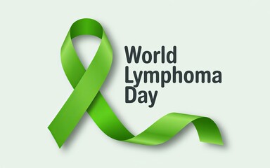 Green ribbon symbolizing hope for World Lymphoma Day.