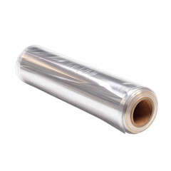 Transparent cellophane gift wrap roll. Isolated white background. Png format
