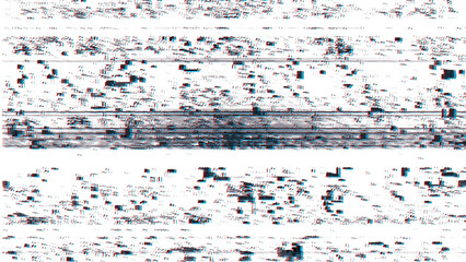Abstract glitch art background with horizontal lines and noise isolated on transparent background