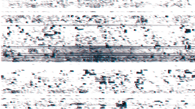 Abstract glitch art background with horizontal lines and noise isolated on transparent background