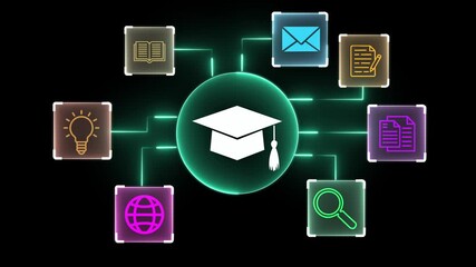 AI-powered teaching solutions concept on the transparent background. Intelligent tutoring systems and personalized learning. Motion graphics of tutoring idea. HD video animation