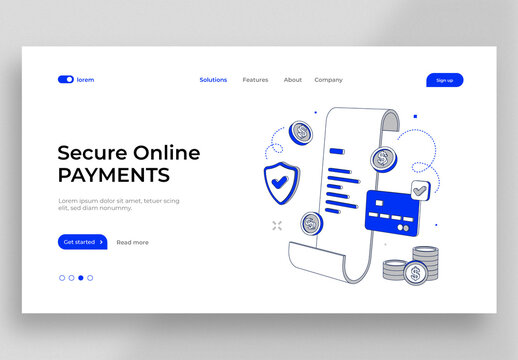 Modern Website Landing Page Design for Secure Online Payments with Credit Card