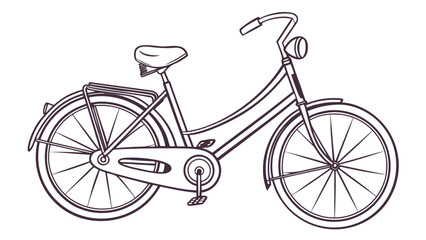 Obraz premium Outline drawing of a bicycle with a headlight, seat, pedals, and wheels on a white background created with generated ai