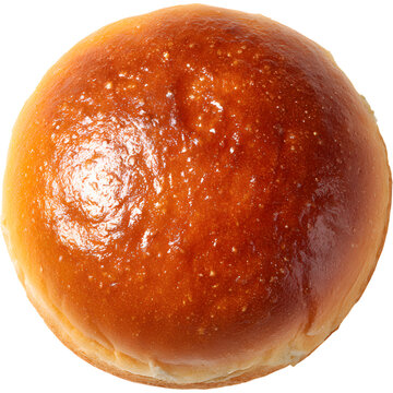 Fresh round burger bun isolated on transparent background, perfect for food mockups and bakery design.