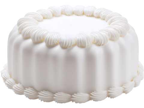 Minimal white fondant cake isolated on transparent background, ideal for bakery or minimalist celebration themes.
