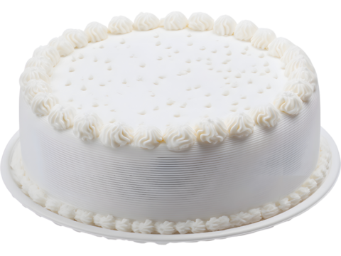 Minimal white fondant cake isolated on transparent background, ideal for bakery or minimalist celebration themes.