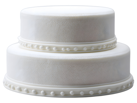 White cake with delicate pearl decorations isolated on transparent background, symbolizing luxury and wedding themes.