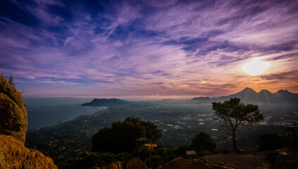Breathtaking Sunset Over a Mountainous Landscape